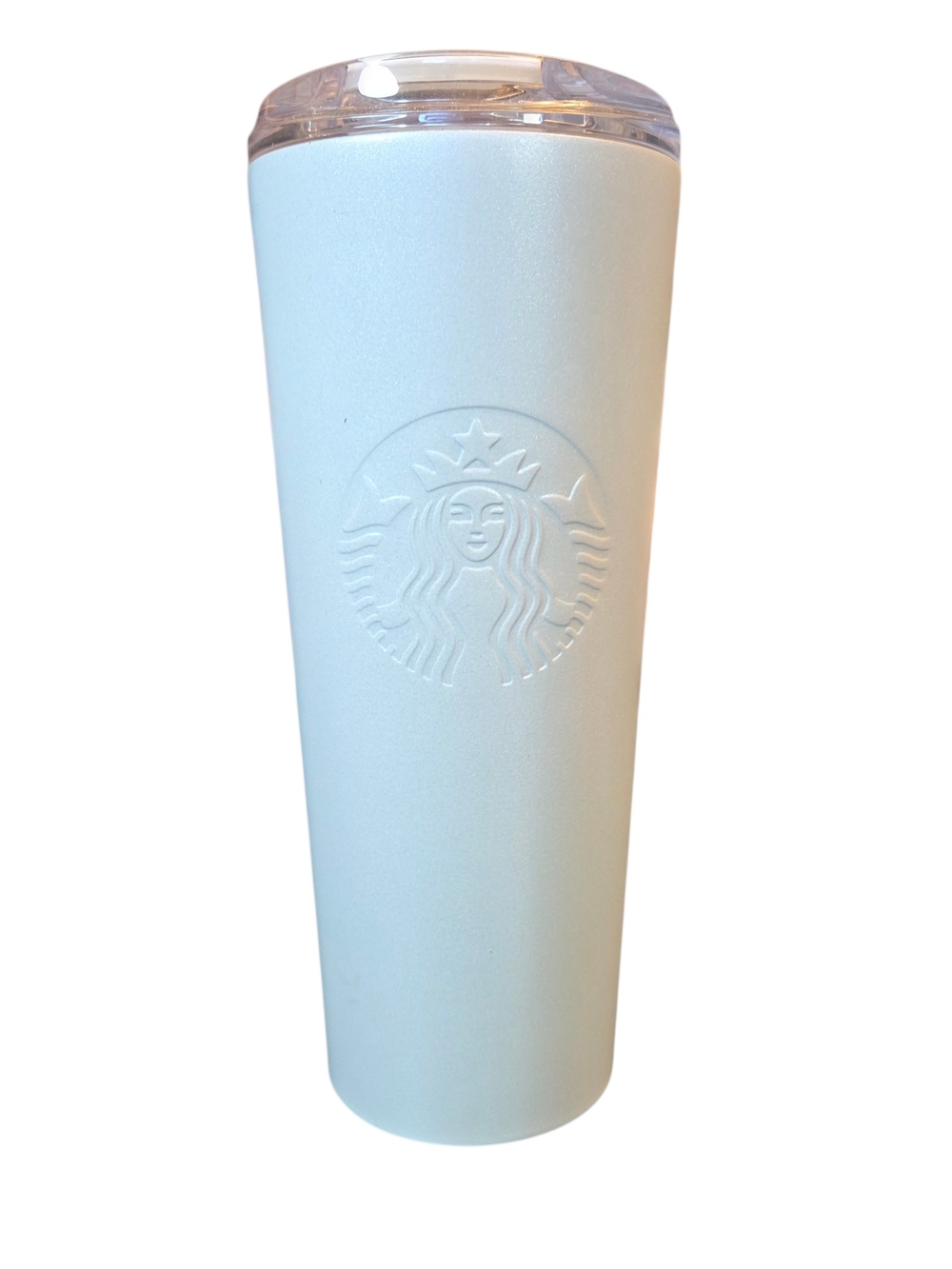 Starbucks Cream Embossed Logo Tumbler with Clear Lid